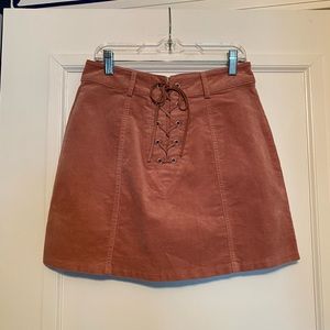 Forever 21 velvet lace-up skirt, rose pink color, size S
